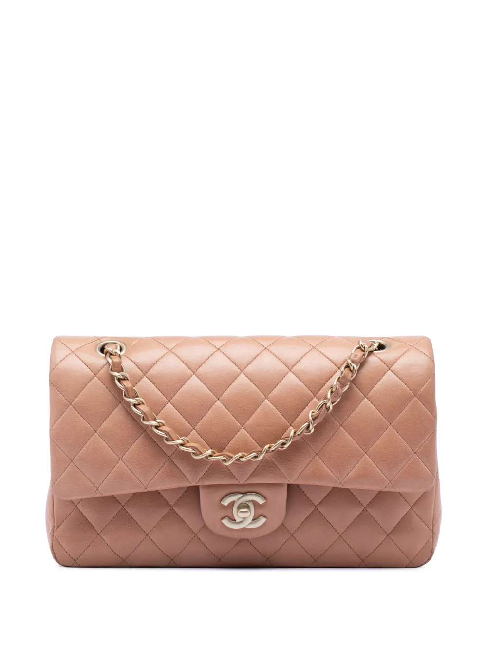 CHANEL Pre-Owned 2009-2010 Medium Classic Lambskin Double Flap shoulder bag - Marrone