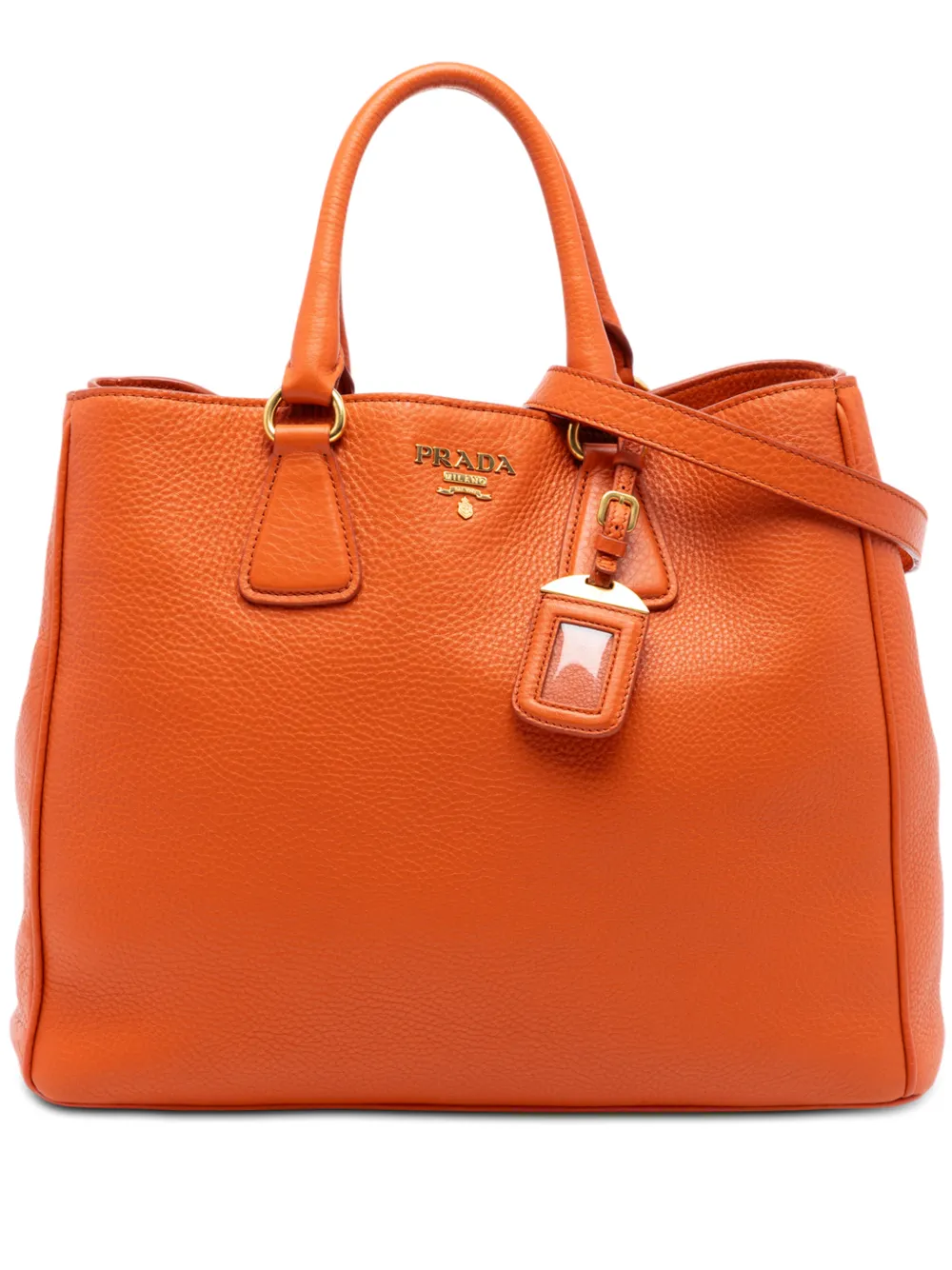 Prada Pre-Owned 2010-2026 Vitello Daino Open Convertible Tote satchel - Arancione