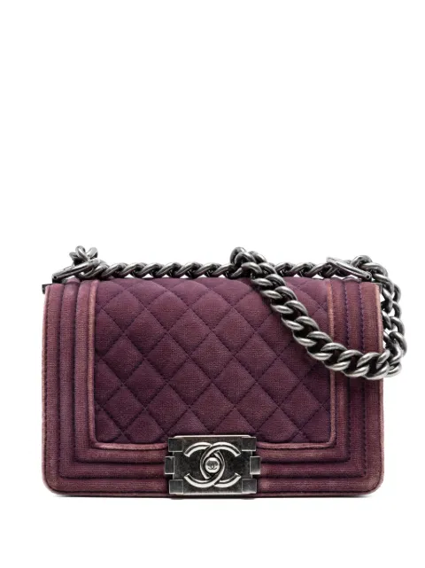 CHANEL Pre-Owned bolsa crossbody Boy Flap pequeña de terciopelo capitonado 2013-2014