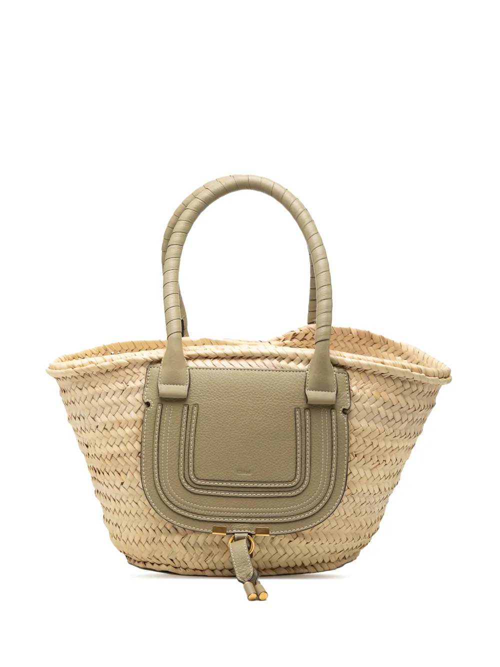 Chloé Pre-Owned 2010-2025 Medium Raffia Marcie Basket tote bag - Toni neutri