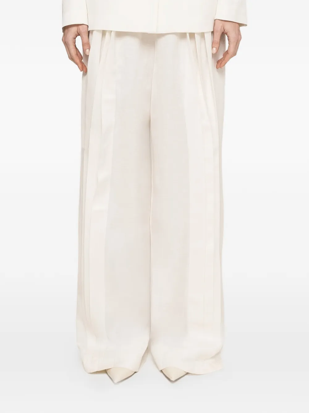 NISSA mid-rise linen trousers - Bianco