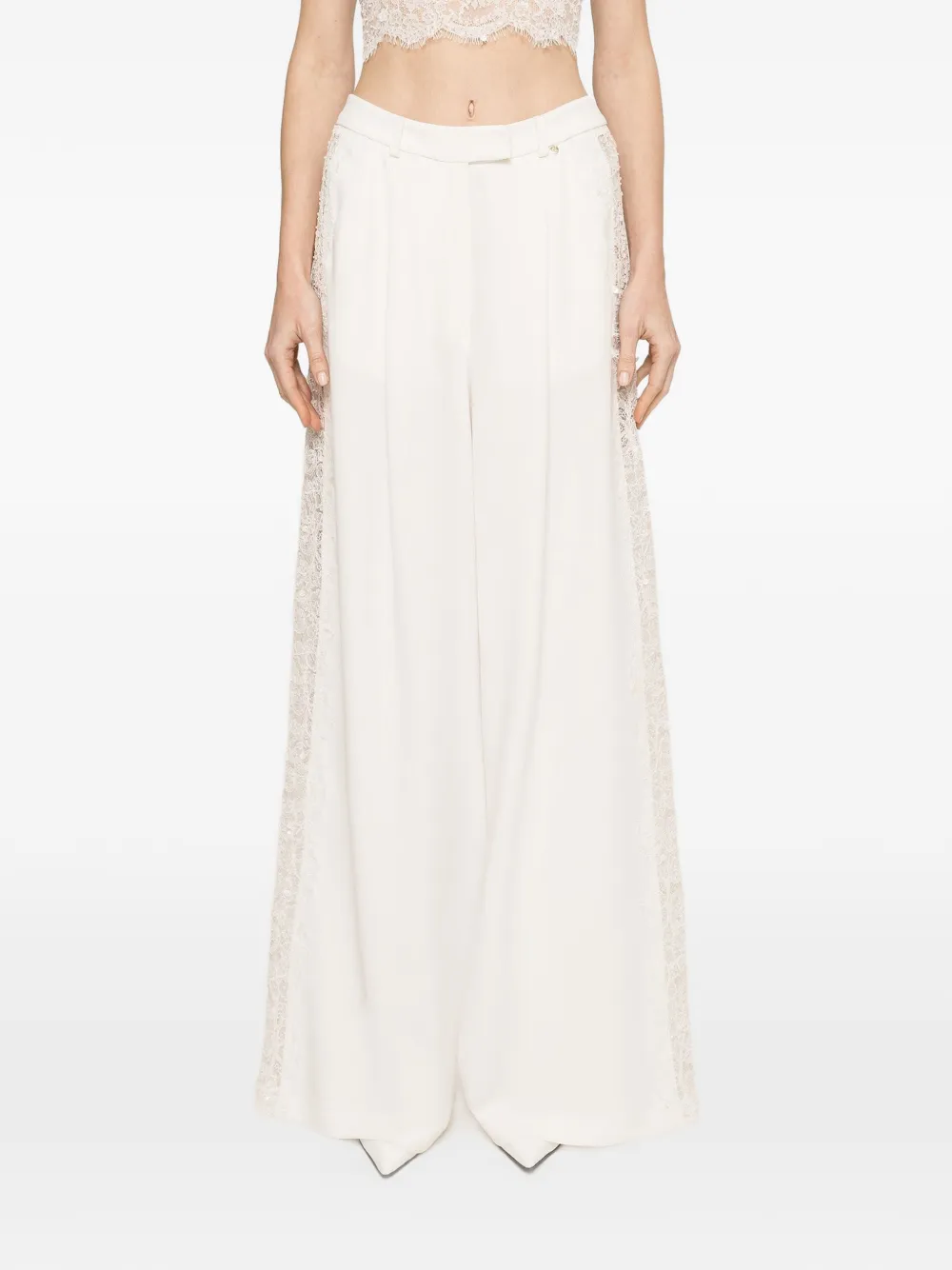 NISSA lace insert trousers - Bianco