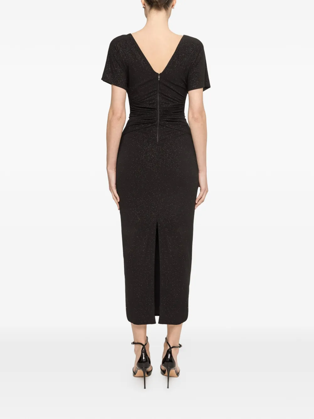 NISSA Maxi-jurk met glitter en V-hals Zwart