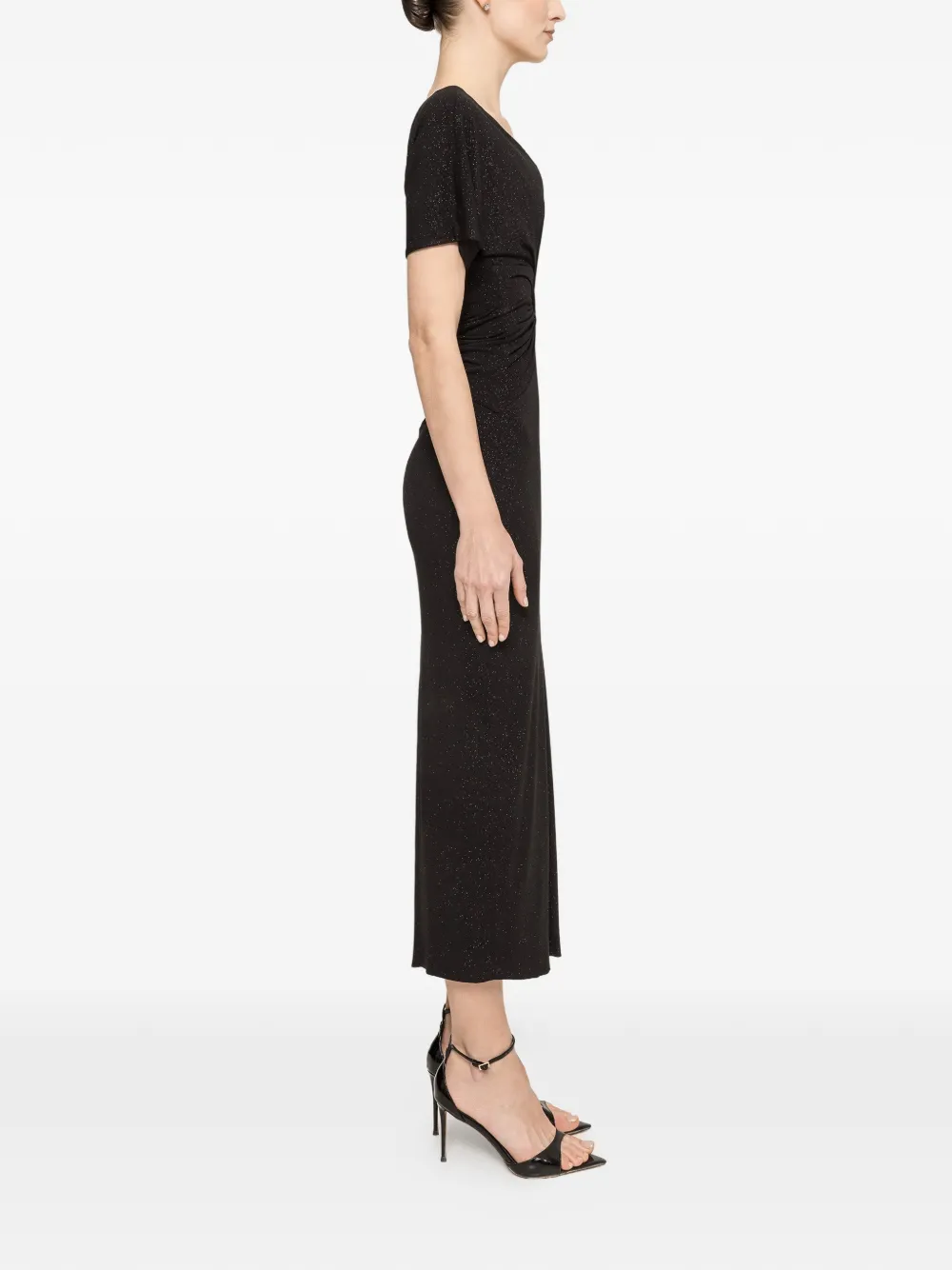 NISSA Maxi-jurk met glitter en V-hals Zwart
