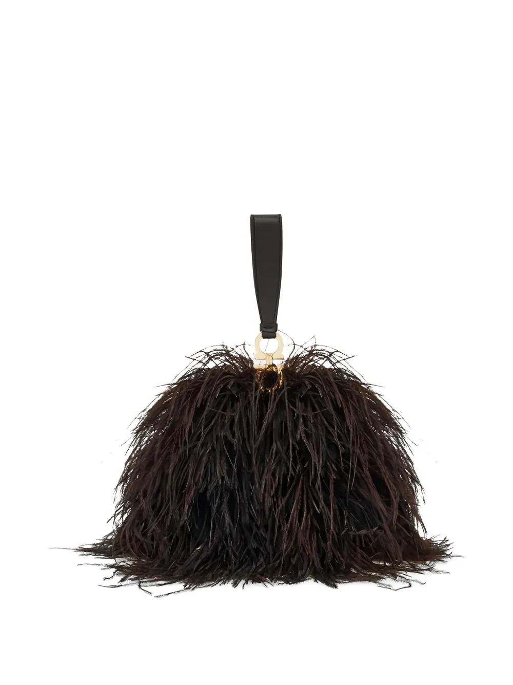 Ferragamo Kleine shopper met veren Bruin