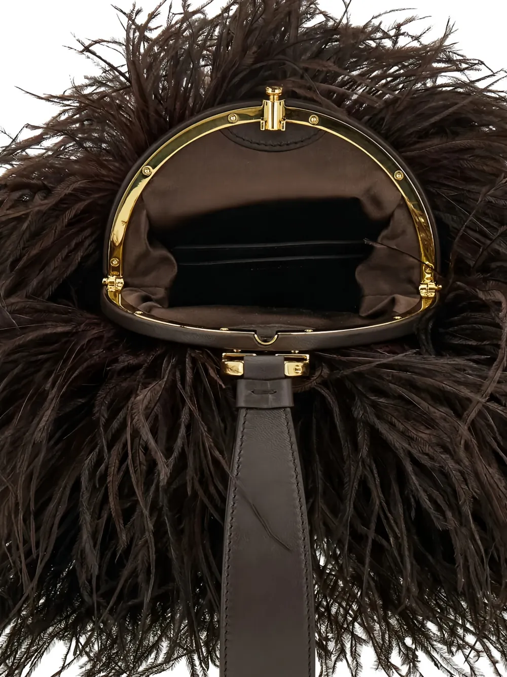 Ferragamo Kleine shopper met veren Bruin