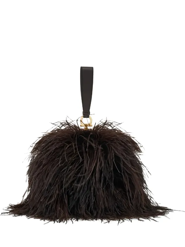 Ferragamo Double Gancini Mini Clutch in Brown
