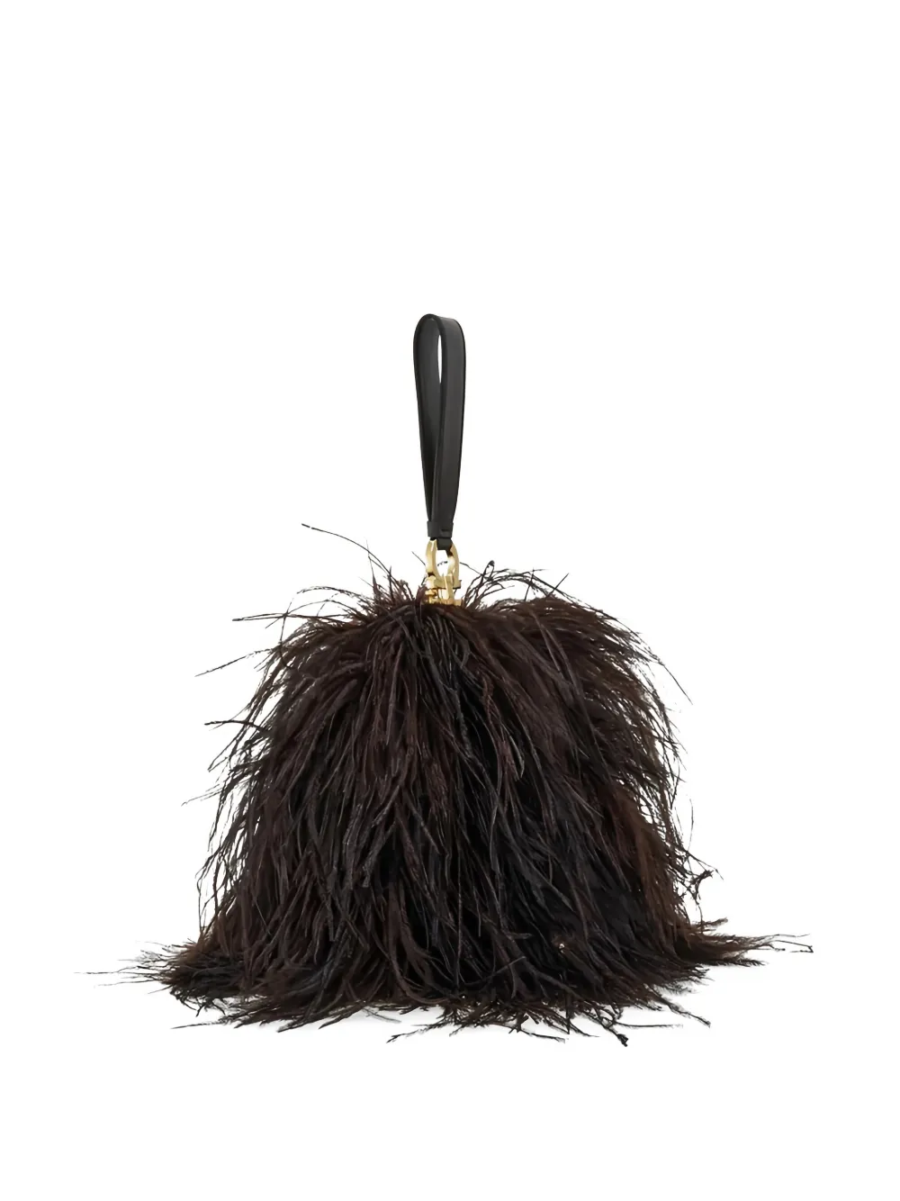 Ferragamo Kleine shopper met veren Bruin