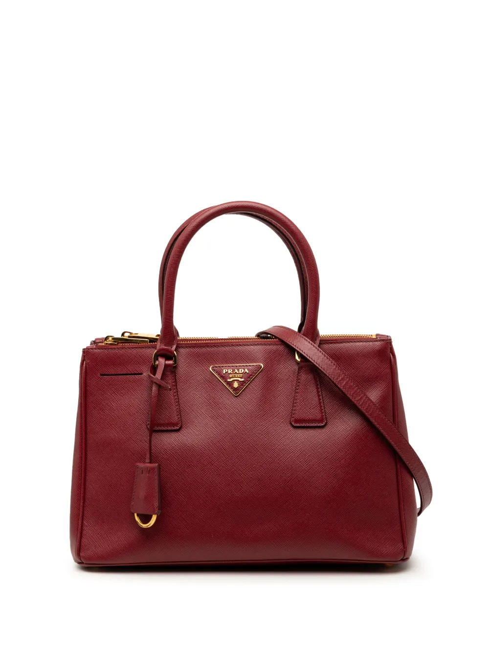 Prada Pre-Owned Borsa a tracolla Lux Galleria Double Zip piccola 2000-2026 - Rosso
