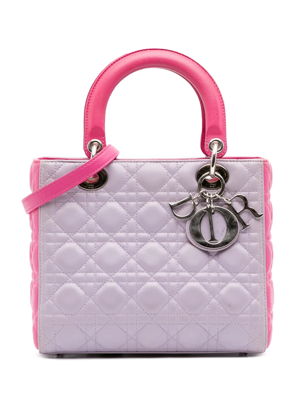 Christian Dior Pre-Owned 2012 Medium Bicolor Lambskin Cannage Lady Dior satchel - Violett