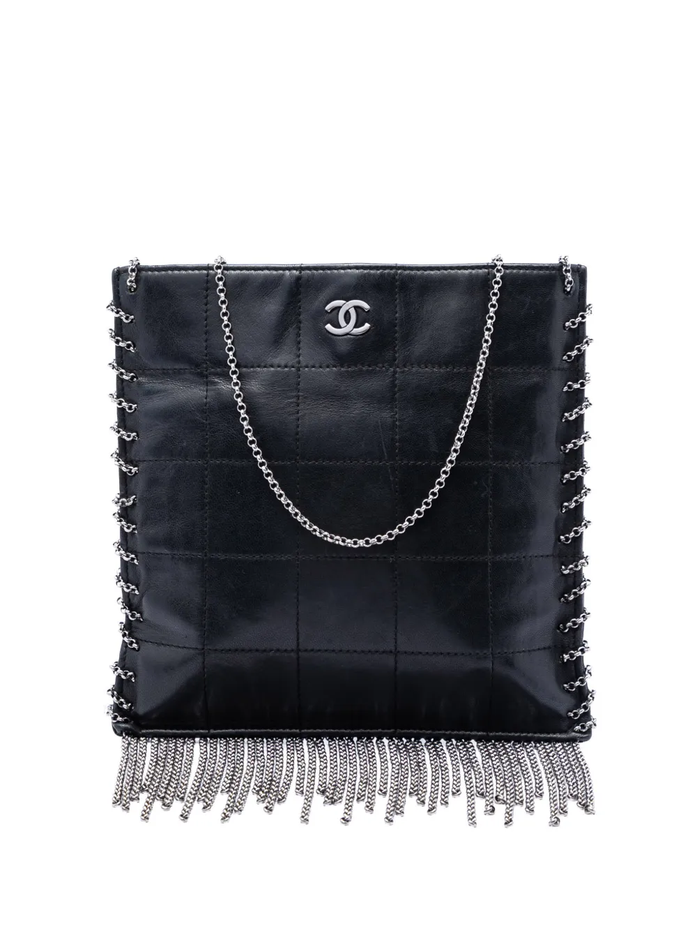 CHANEL Pre-Owned 2002-2003 CC Choco Bar Lambskin Chain Fringe crossbody bag - Black