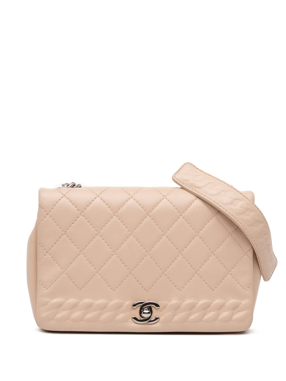 CHANEL Pre-Owned 2018 Quilted Calfskin Chain Embossed Flap crossbody bag - Marrone