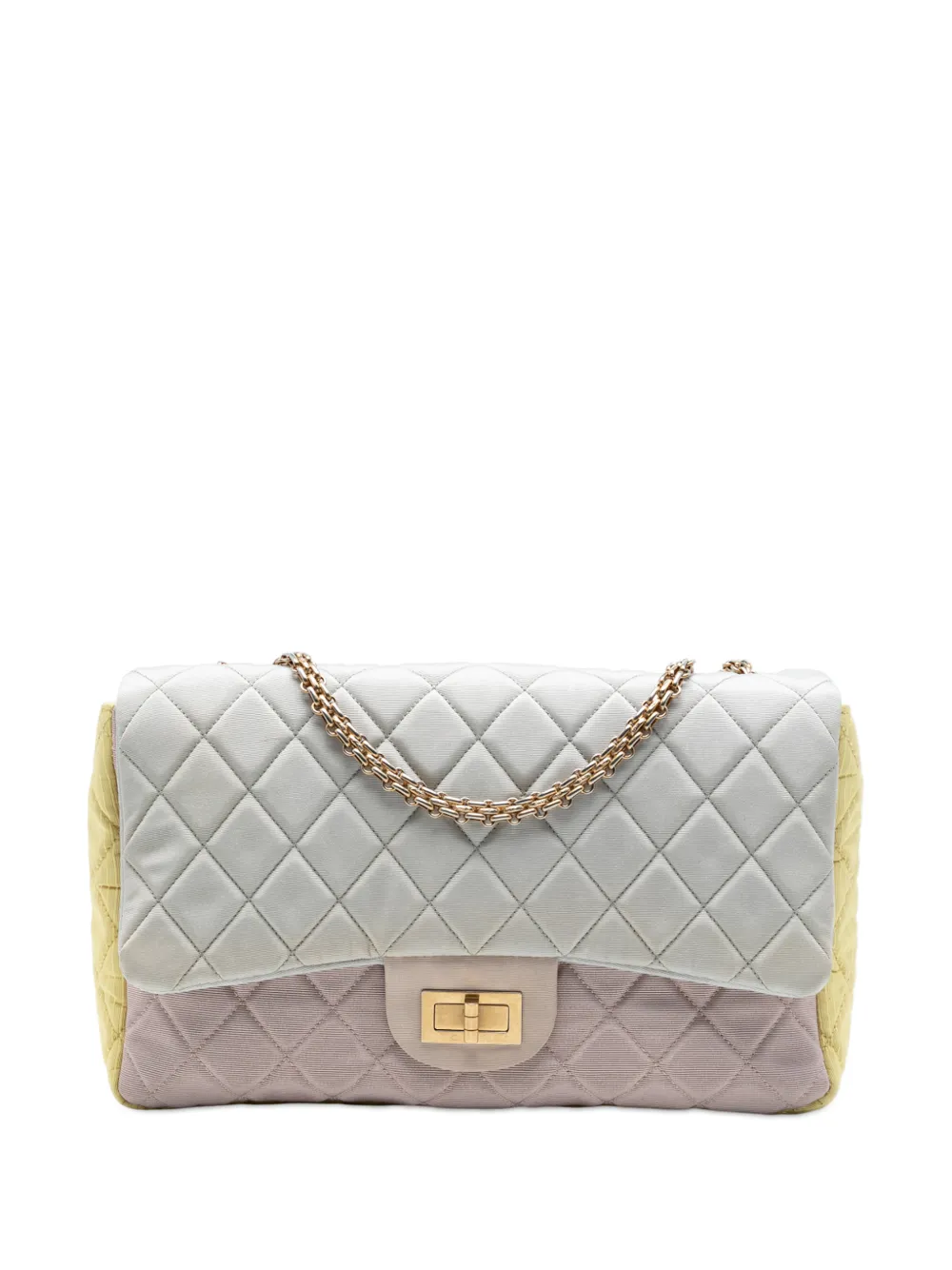 CHANEL Pre-Owned 2008-2009 Tricolor Quilted Grosgrain Satin Reissue 2.55 Single Flap 227 shoulder bag - Giallo