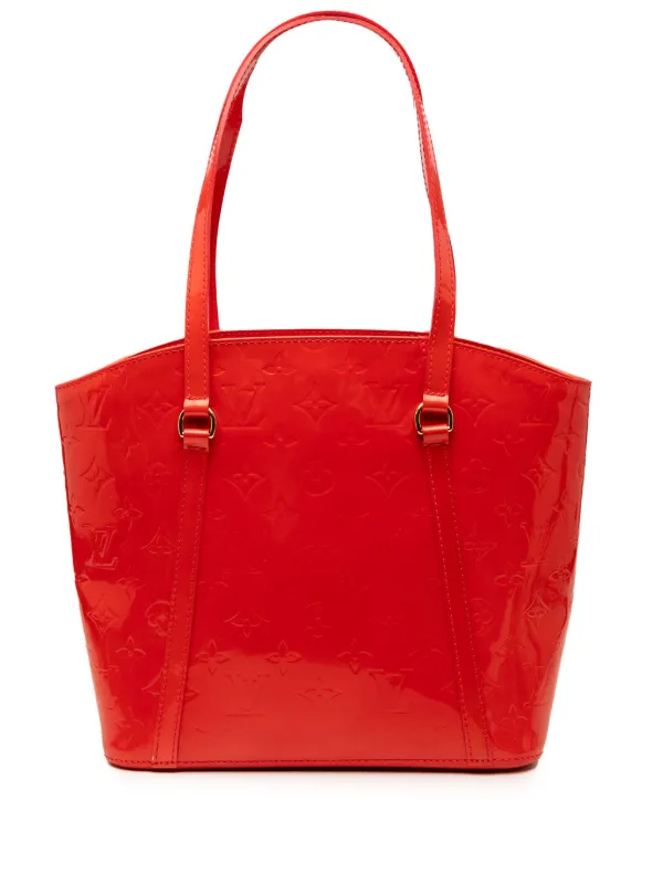 Louis Vuitton Pre-owned 2012 Monogram Vernis Avalon MM Tote Bag in Red