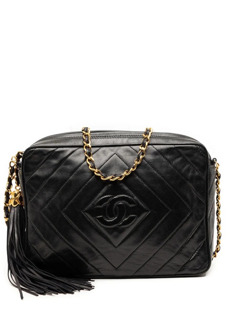 CHANEL Pre-Owned 1991-1994 CC Diamond Quilted Lambskin Tassel Camera Bag crossbody bag - Nero