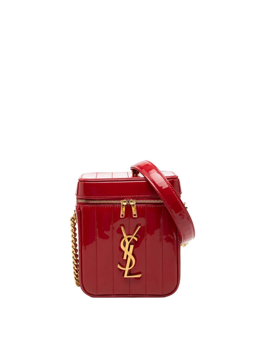 Saint Laurent Pre-Owned 2019 Matelasse Patent Monogram Vicky Vanity Bag crossbody bag - Rot