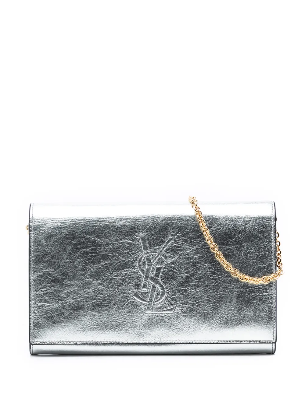 Saint Laurent Pre-Owned 2000-2012 Crinkled Metallic Calfskin Belle de Jour Chain Clutch crossbody bag - Argento