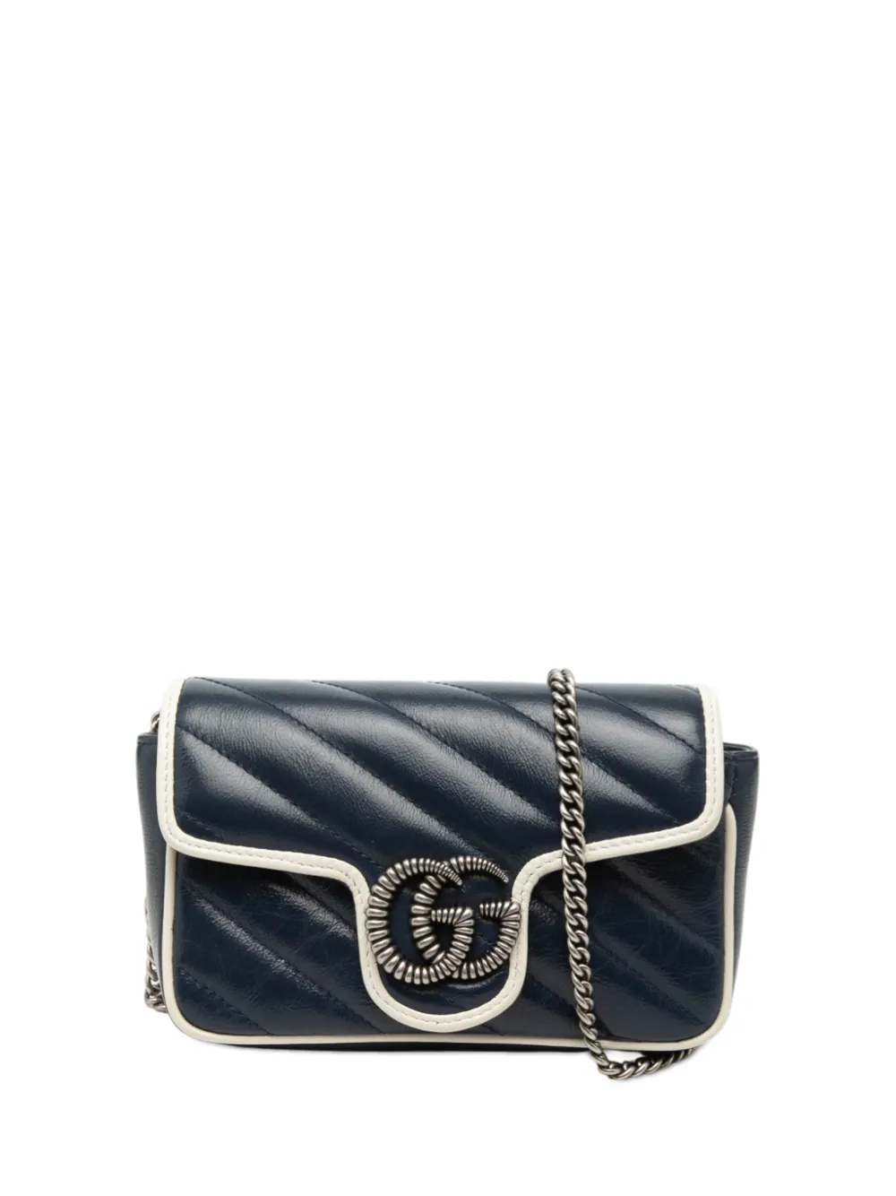 Gucci Pre-Owned 2016-2026 Super Mini GG Marmont Matelasse Leather Torchon Flap crossbody bag - Blu