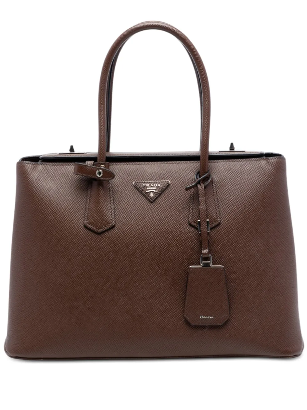 Prada Pre-Owned 2010-2025 Saffiano Cuir Turnlock Twin satchel - Brown