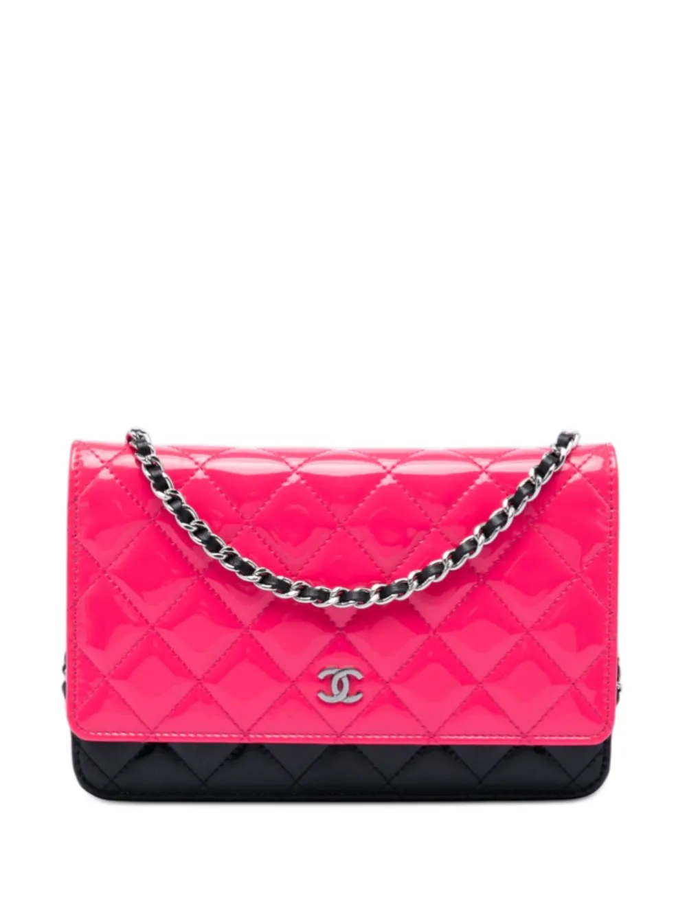 CHANEL Pre-Owned 2019 CC Bicolor Quilted Patent Wallet on Chain crossbody bag - Rosa
