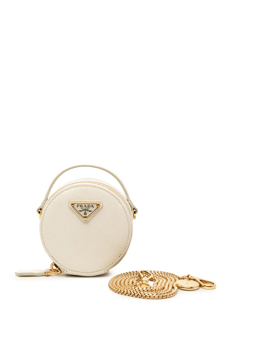 Prada Pre-Owned 2013-2026 Mini Saffiano Triangle Pouch satchel - Bianco