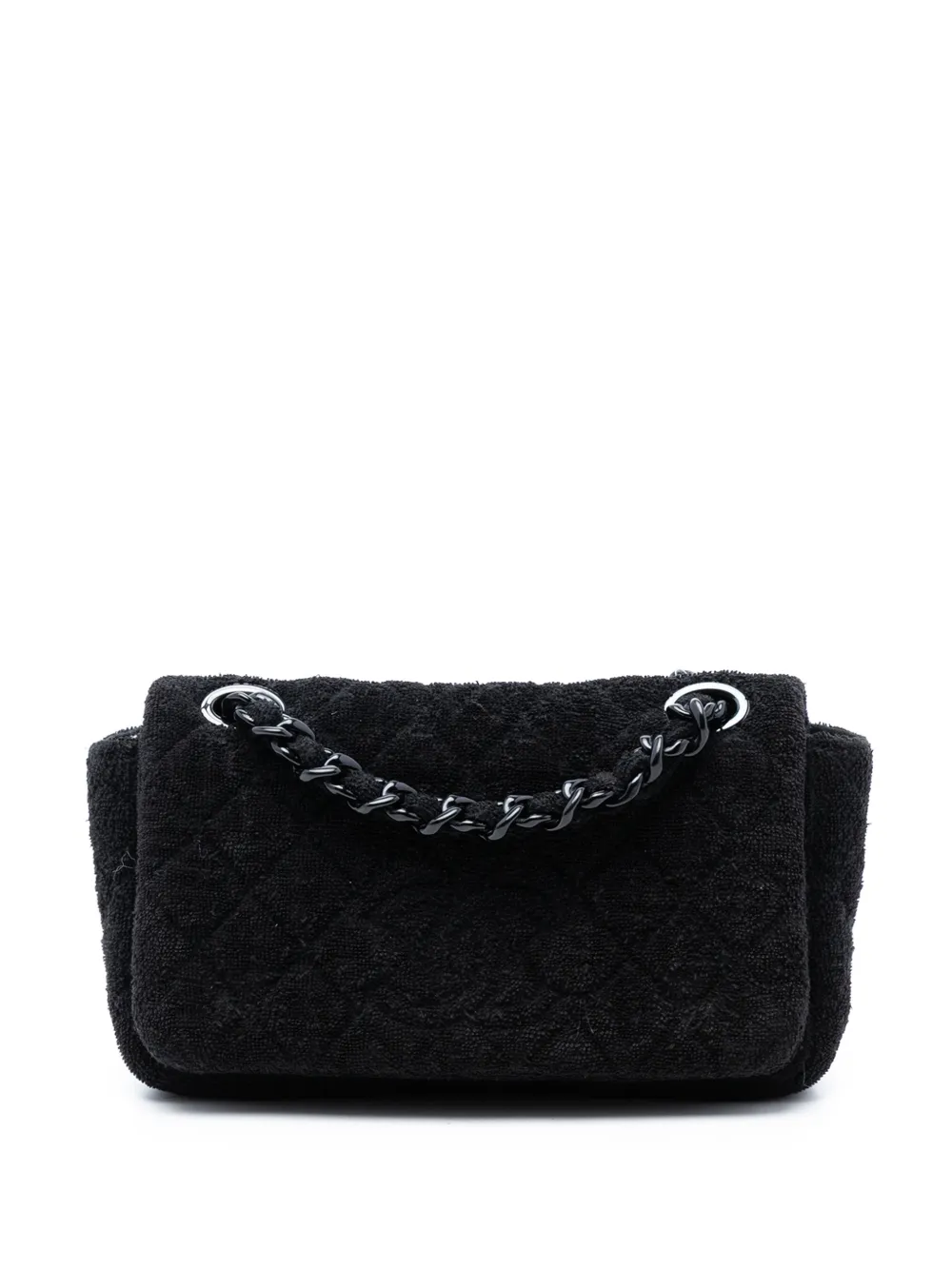 CHANEL Pre-Owned 2014-2015 CC Quilted Terry Cloth Flap shoulder bag - Nero