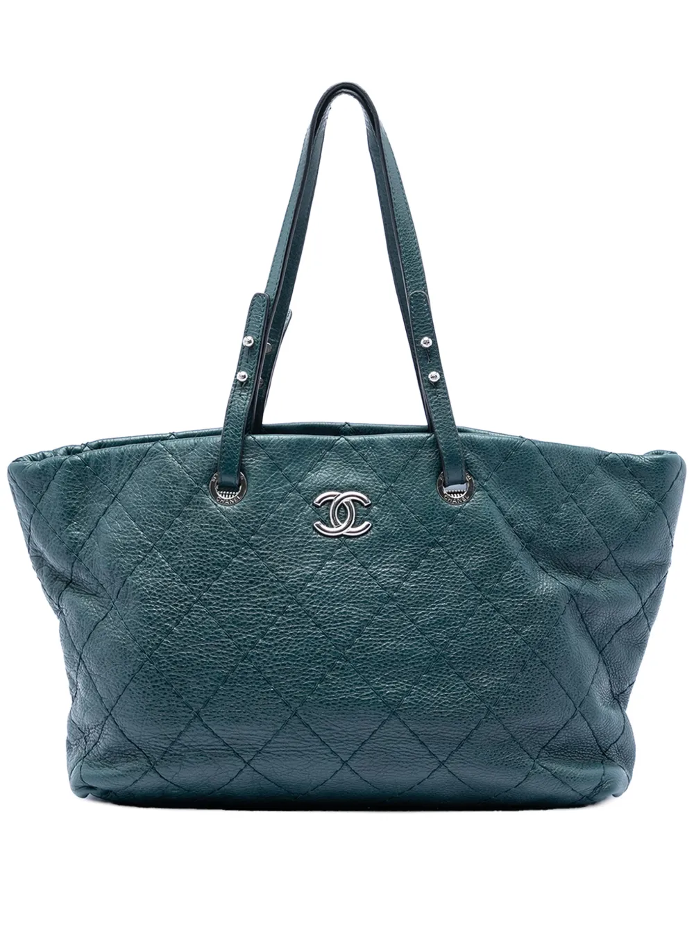 CHANEL Pre-Owned 2010-2011 Large Glazed Calfskin On The Road tote bag - Verde
