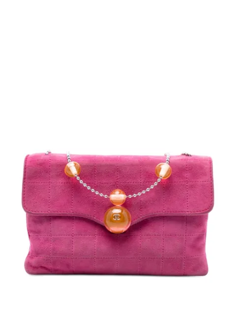 CHANEL Pre-Owned 2000-2002 CC Choco Bar Suede Beaded Chain Flap shoulder bag