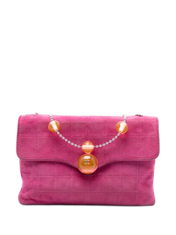 CHANEL Pre-Owned 2000-2002 ココマーク チョコバー スエード ビーズ 