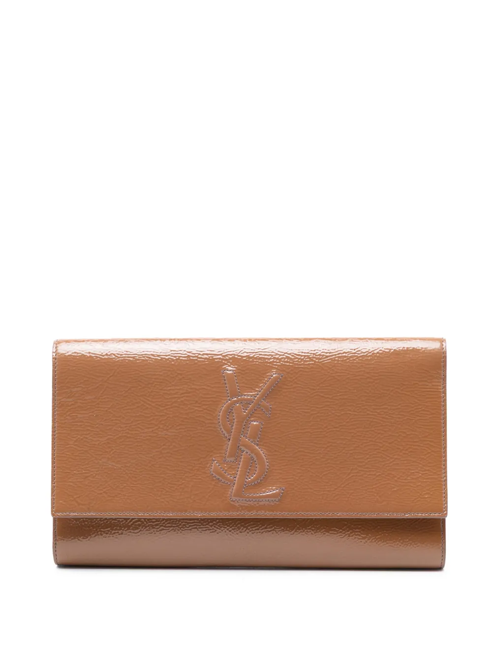 Saint Laurent Pre-Owned 2013-2025 Large Textured Patent Monogram Belle De Jour clutch bag - Marrone