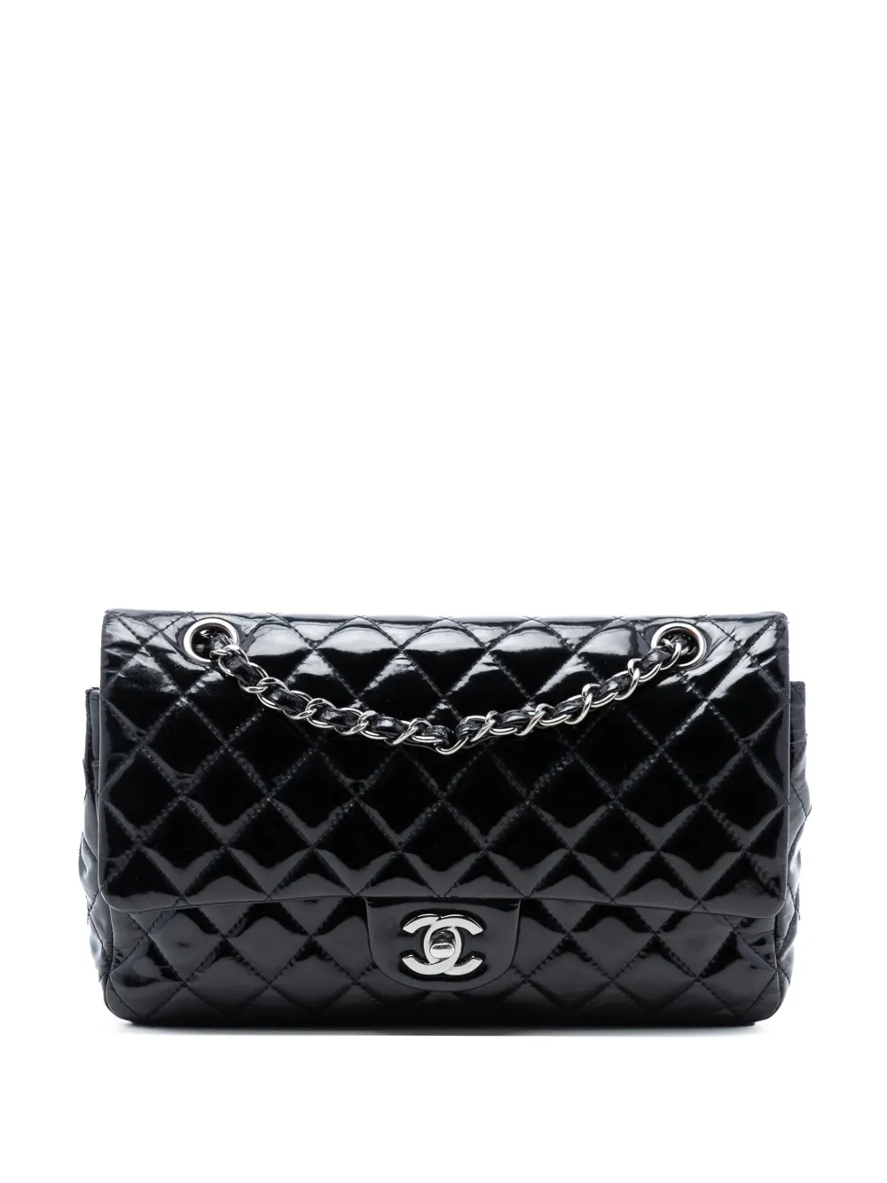 CHANEL Pre-Owned 2014-2015 Medium Classic Patent Double Flap shoulder bag - Nero