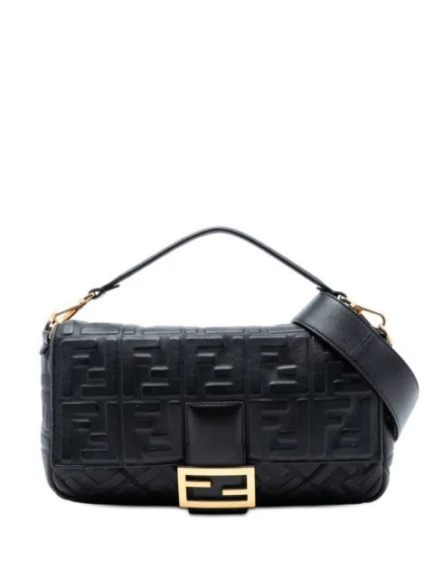 Fendi Pre-Owned 2010-2026 Large Zucca Embossed Leather Baguette satchel