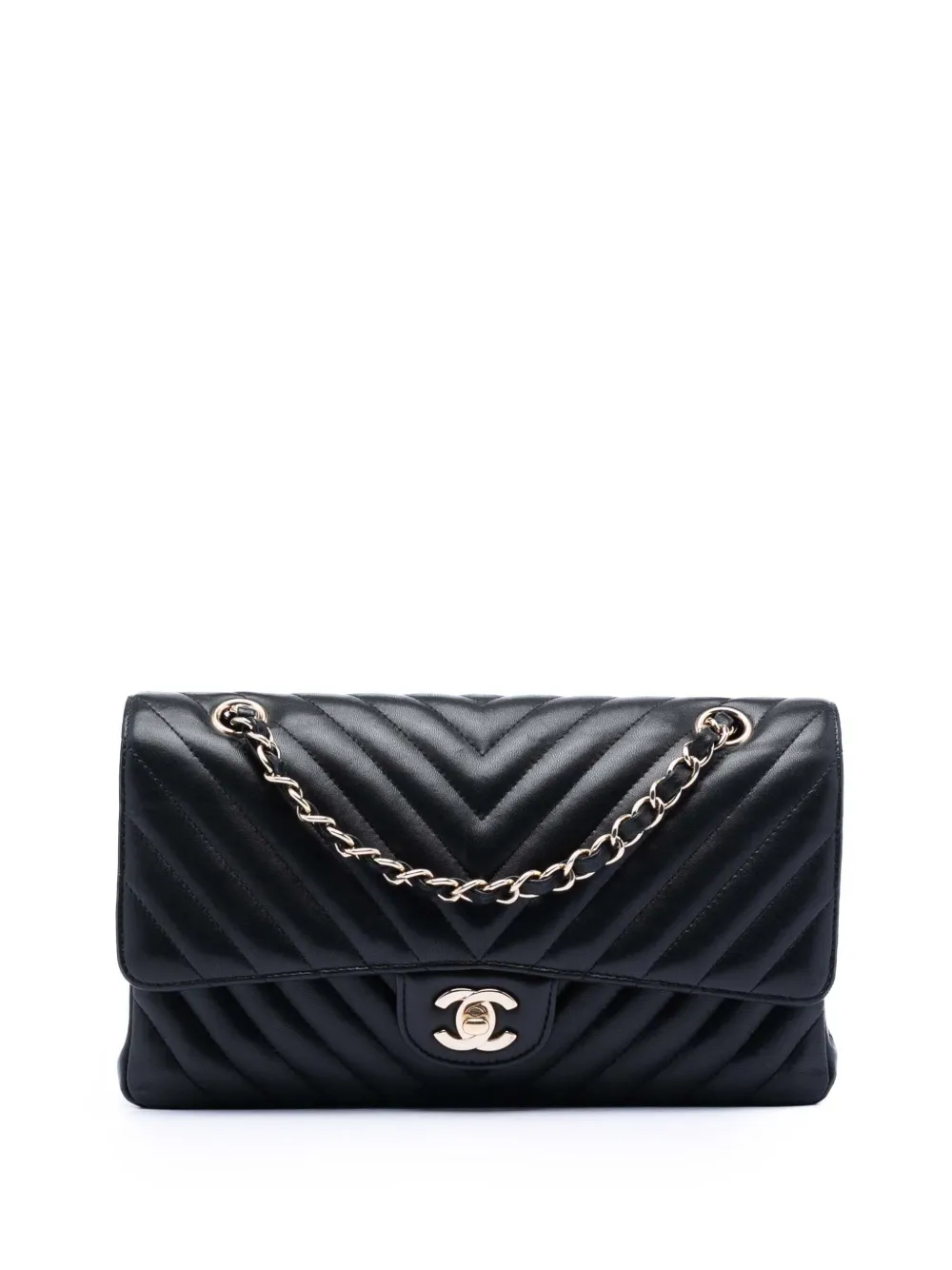CHANEL Pre-Owned 2017-2018 Medium Classic Chevron Lambskin Double Flap shoulder bag - Nero