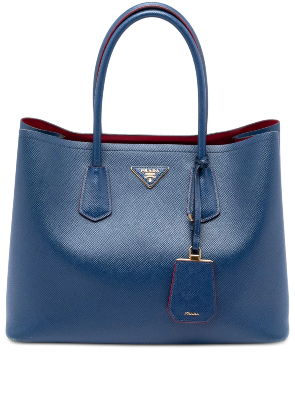Prada Pre-Owned 2013-2025 Large Saffiano Cuir Double satchel - Blu