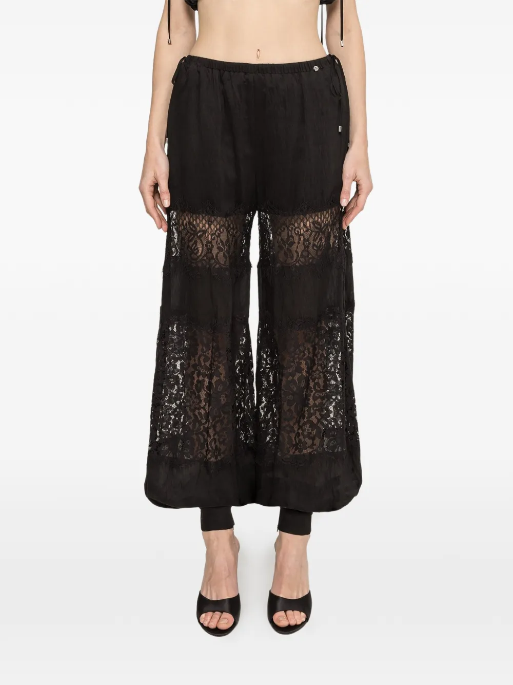 NISSA lace insert trousers - Nero