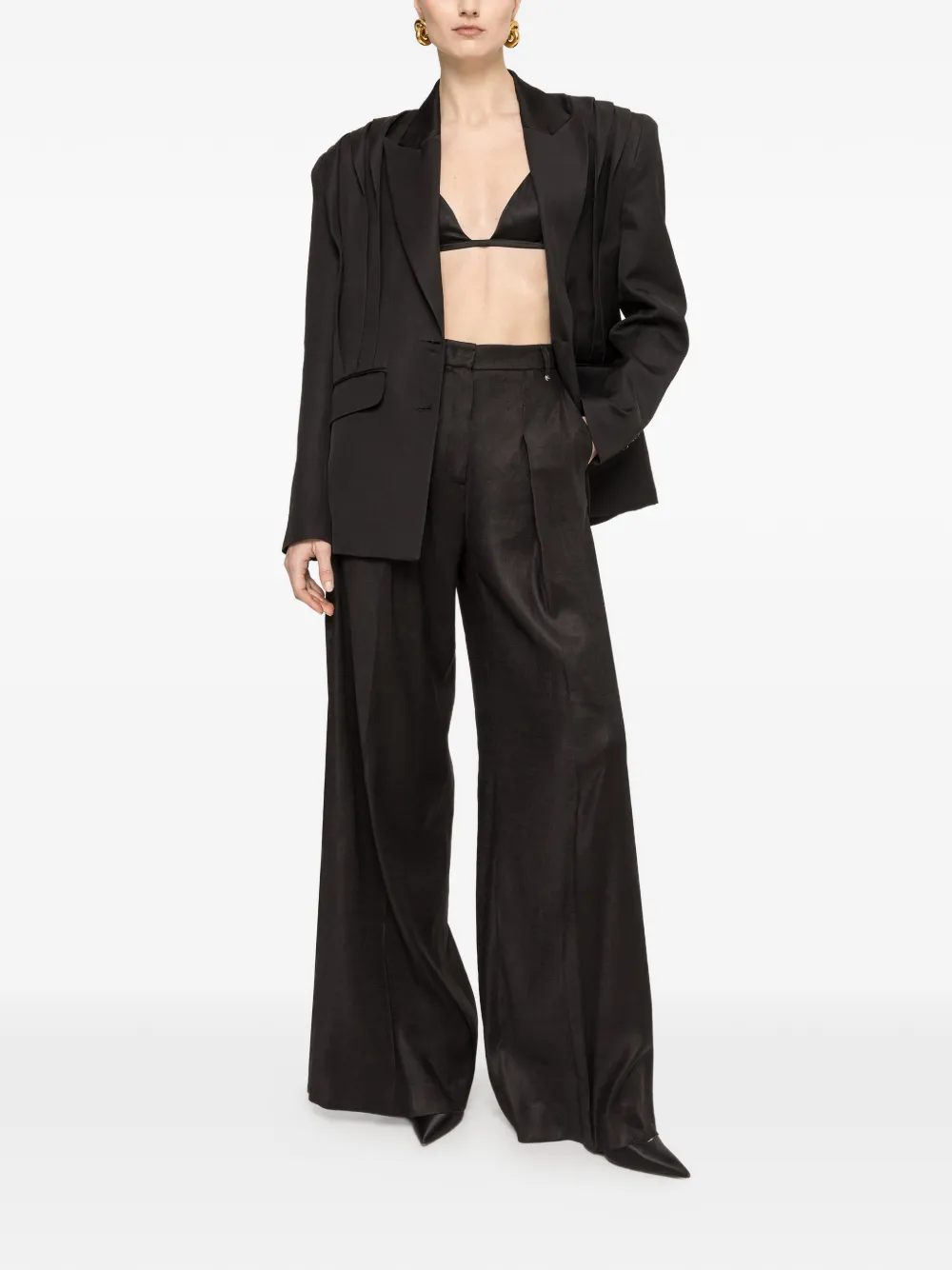  Nissa Blazer Oversize Plisado - Negro 