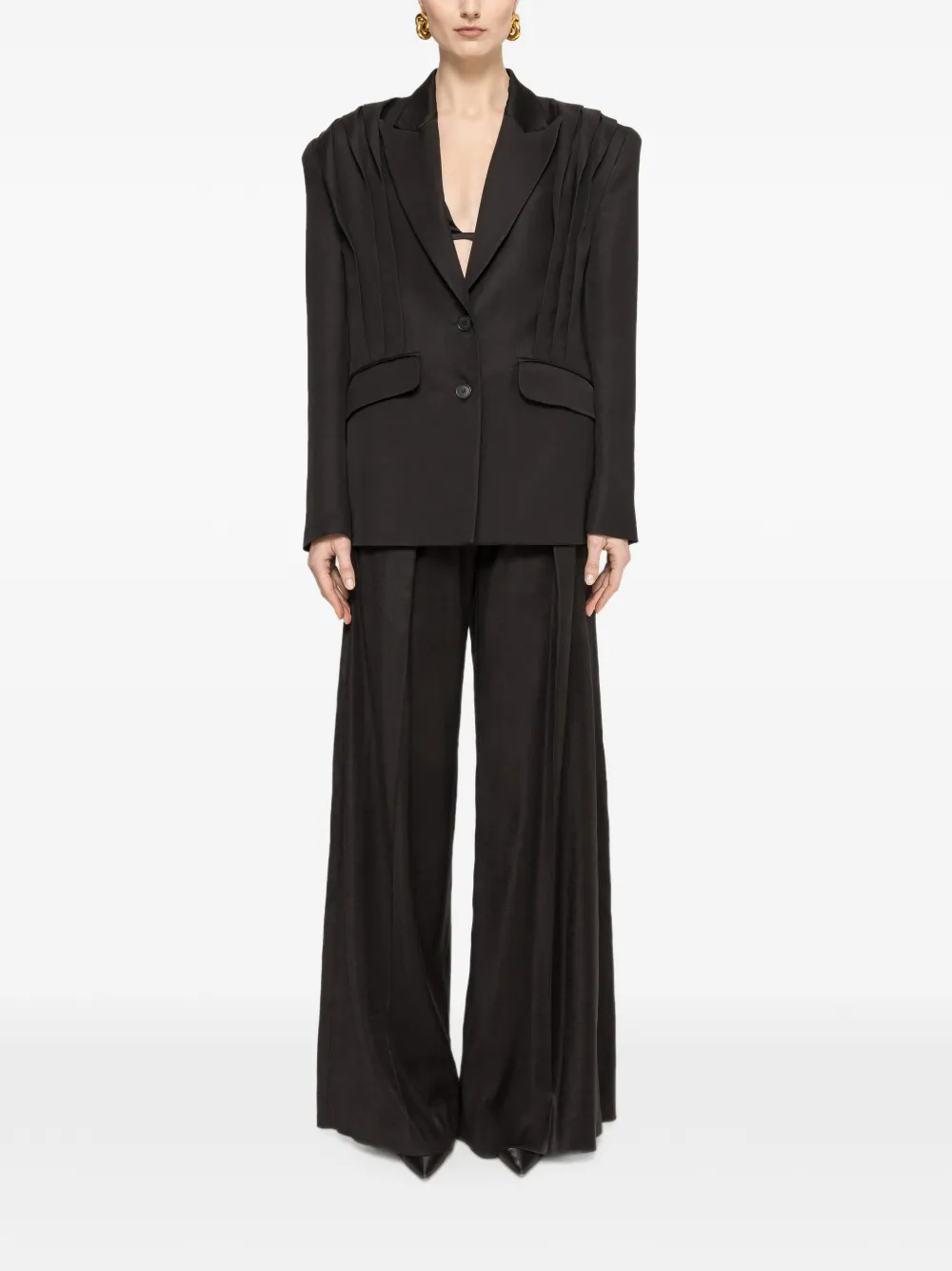  Nissa Blazer Oversize Plisado - Negro 