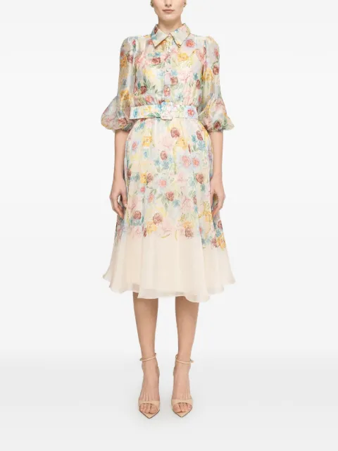 NISSA printed organza midi dress