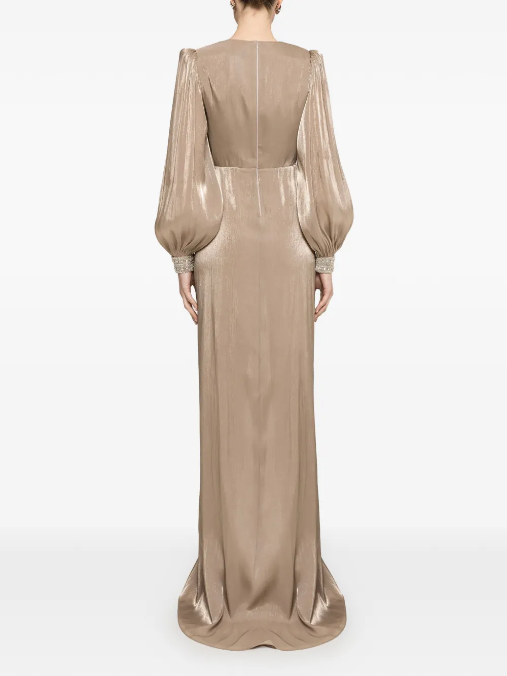 NISSA Chiffon maxi-jurk met gedraaid detail Beige