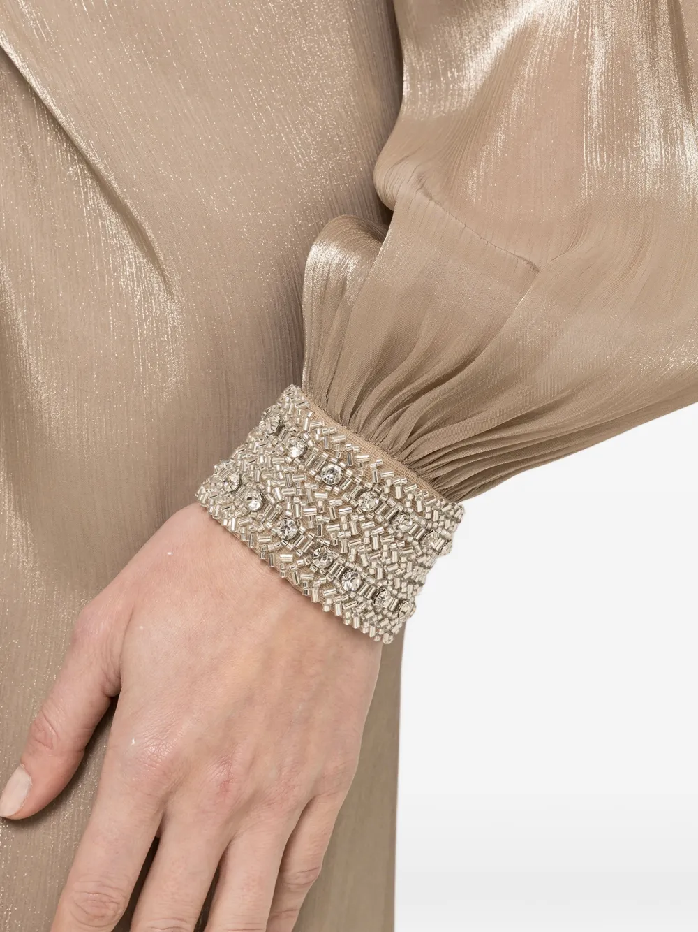 NISSA Chiffon maxi-jurk met gedraaid detail Beige