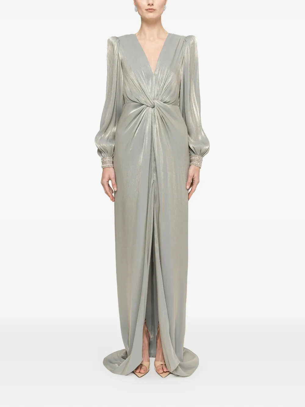 NISSA twist-detail maxi dress - Grey