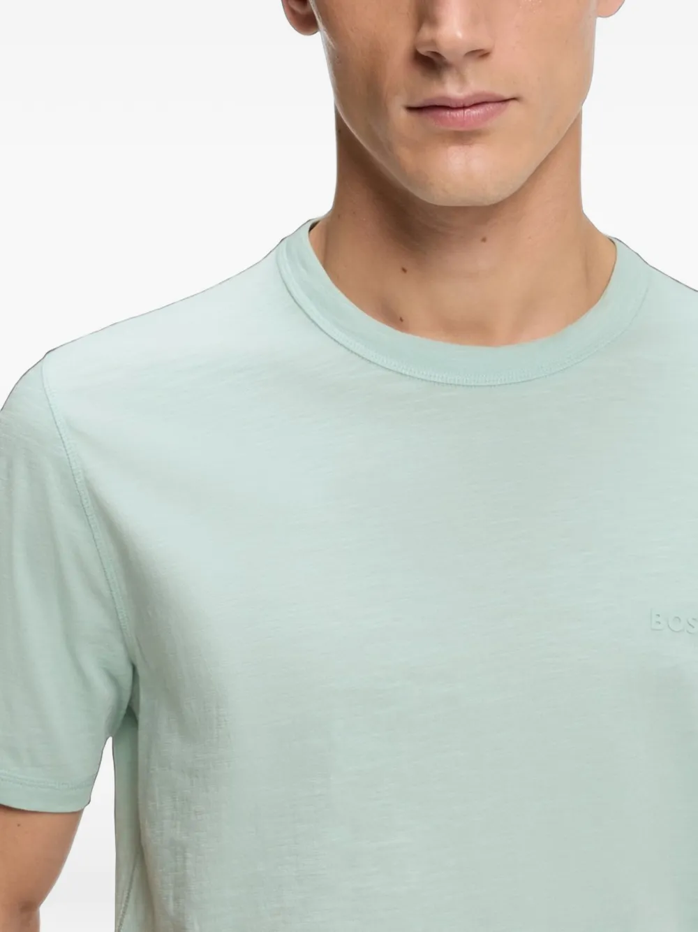 BOSS Katoenen jersey T-shirt met logo-detail Groen