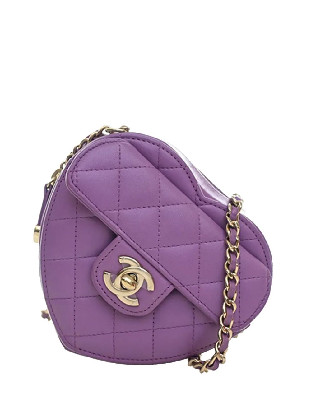 CHANEL Pre-Owned 2021 Mini Lambskin CC in Love Heart crossbody bag - Viola