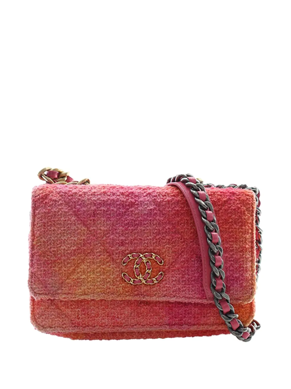 CHANEL Pre-Owned 2020 Tweed Ombre 19 Wallet On Chain satchel - Rosa
