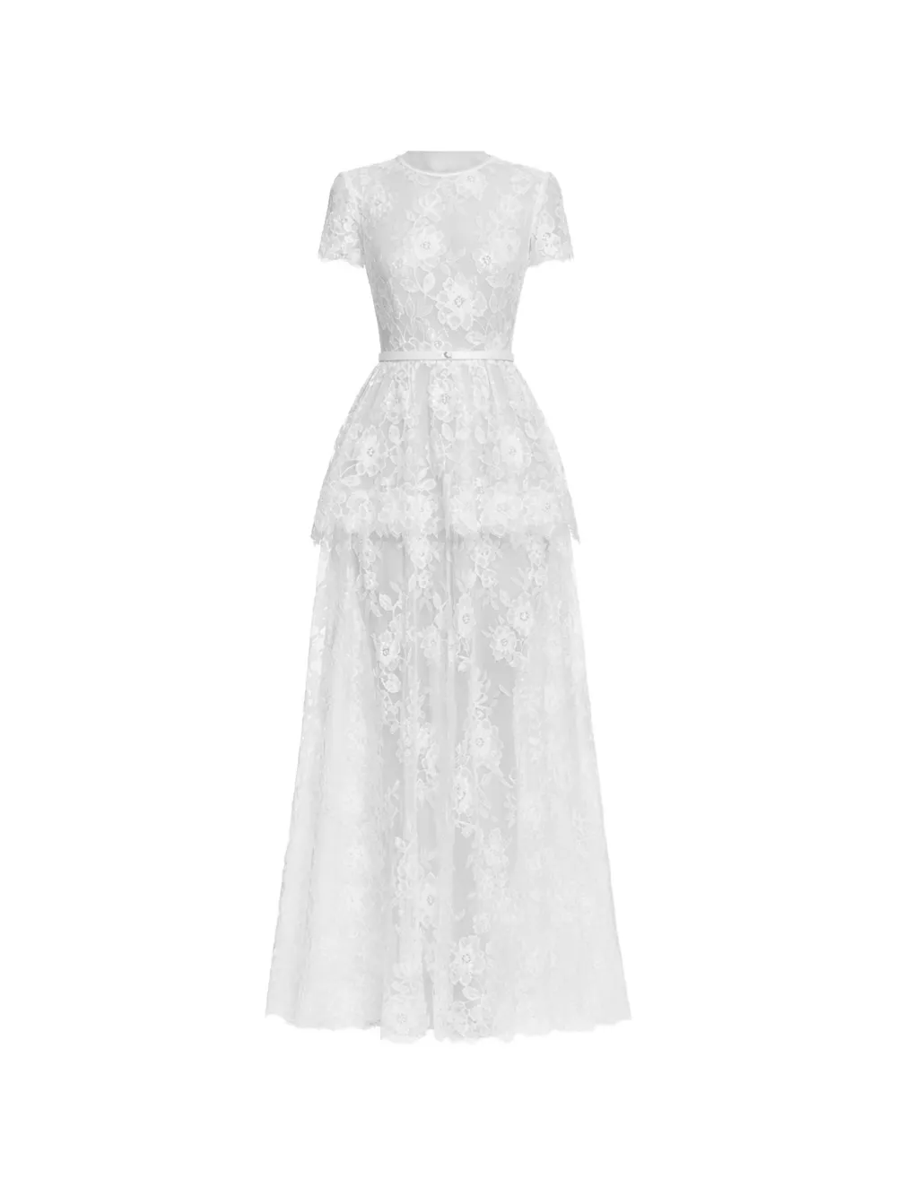 Self-Portrait lace tiered maxi dress - Bianco
