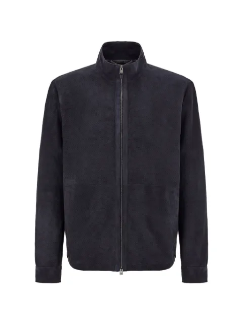 Canali zip-up leather jacket