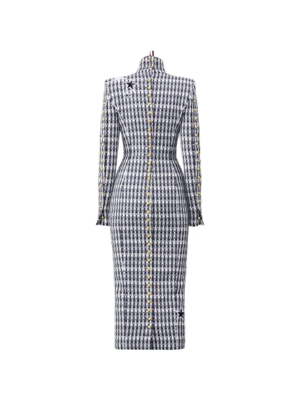 self portrait stretch crepe midi dress Blue Crepe Lace Midi Dress