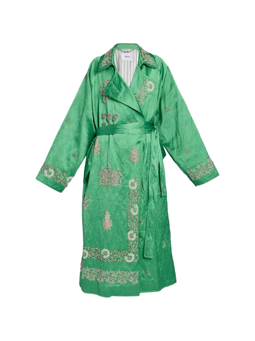 ERDEM embellished belted trench coat - Verde