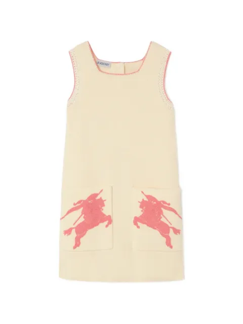 Burberry Kids equestrian knight crochet A-line dress
