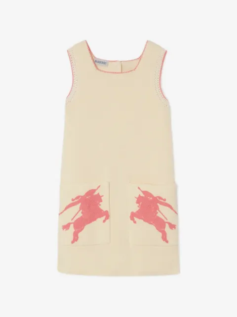 Burberry Kids equestrian knight crochet A-line dress